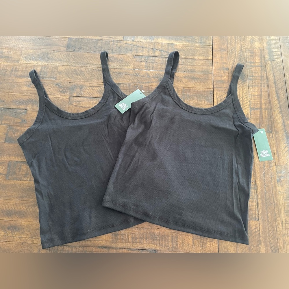 Wild Fable Women's Black Slim Fit Tank Tops Women’s Size L -NEW- Lot Of 2
